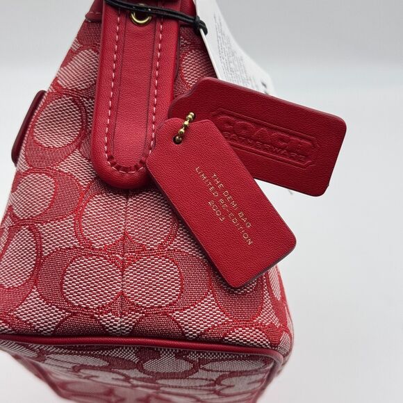 Coach Demi Signature Jacquard Shoulder Bag Purse Handbag Retro Mini Y2K Red NEW - Picture 11 of 16